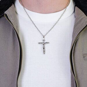y2k silver crucifix pendant necklace